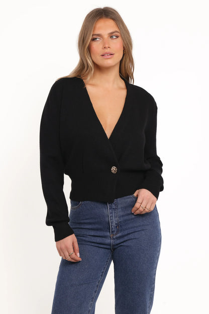 Caterina Button Cardigan Black