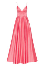Coral Spaghetti strap ball dress with open back