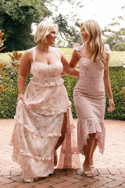 Lillee Tiered Maxi Dress Pink Floral