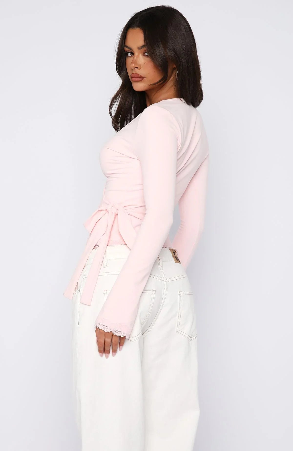 Cater To You Long Sleeve Top Baby Pink