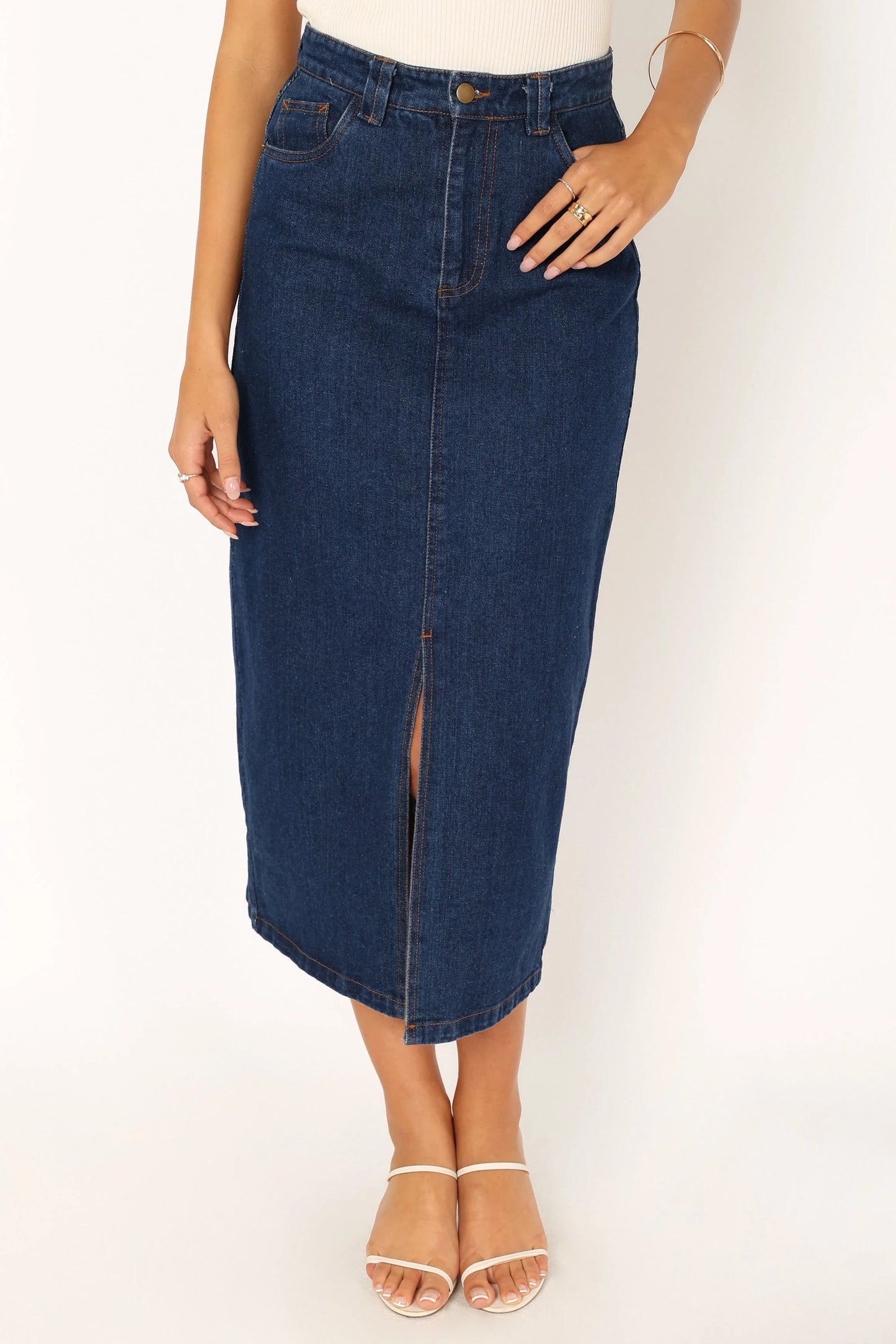 Rana Denim Midi Skirt Dark Denim