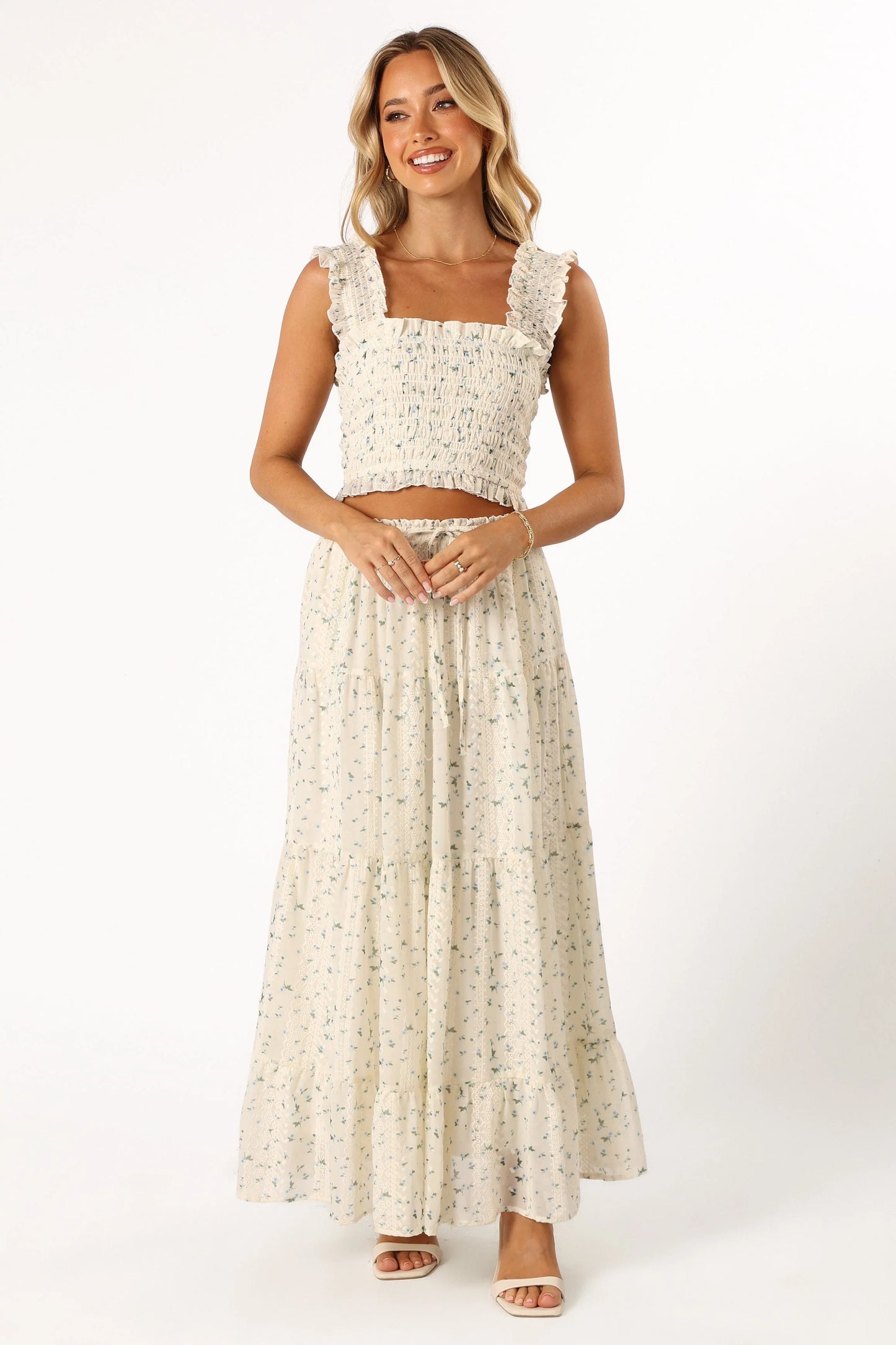 Amberlyn Maxi Skirt Blue Floral