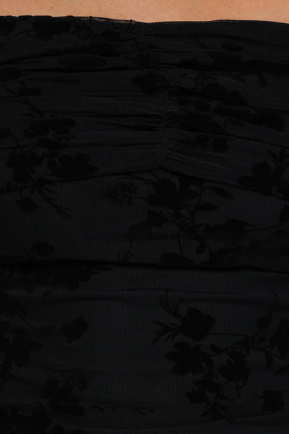 Aerin Off Shoulder Mesh Top Black