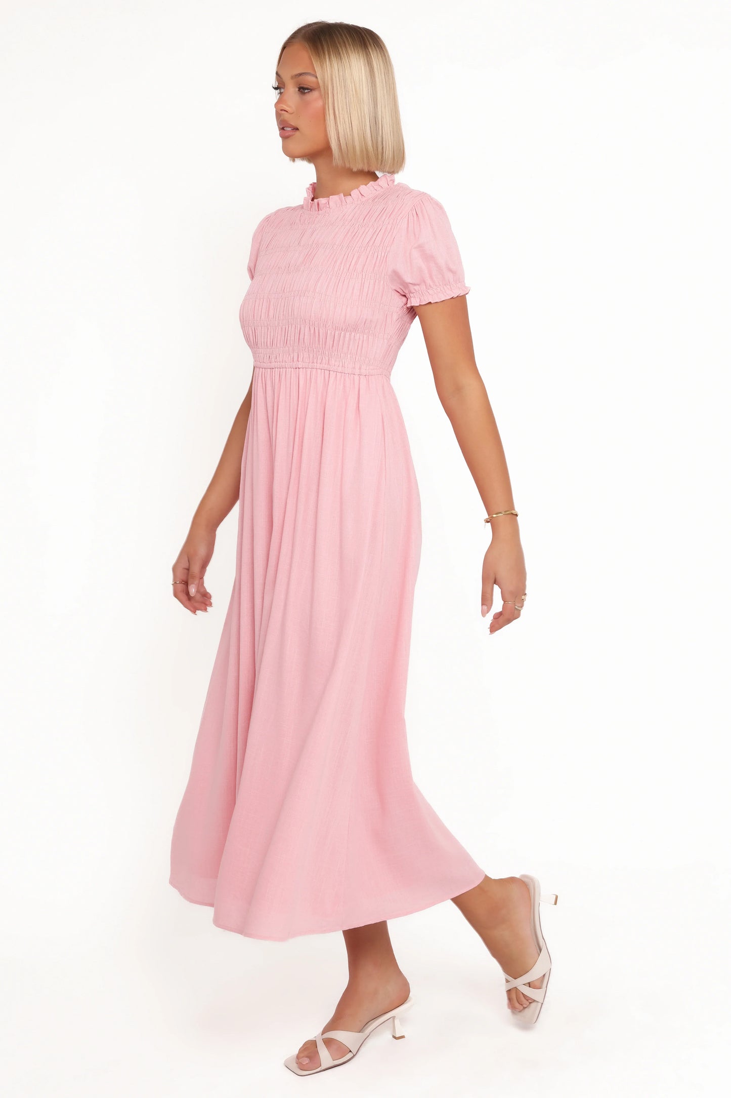 Darla Puff Sleeve Dress Pink