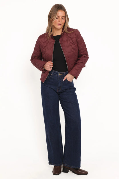 Genevieve Quilted Bomber Cherry