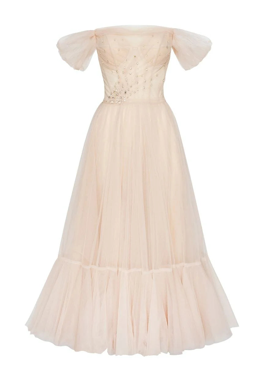 Off the Shoulder Cocktail Tulle Dress