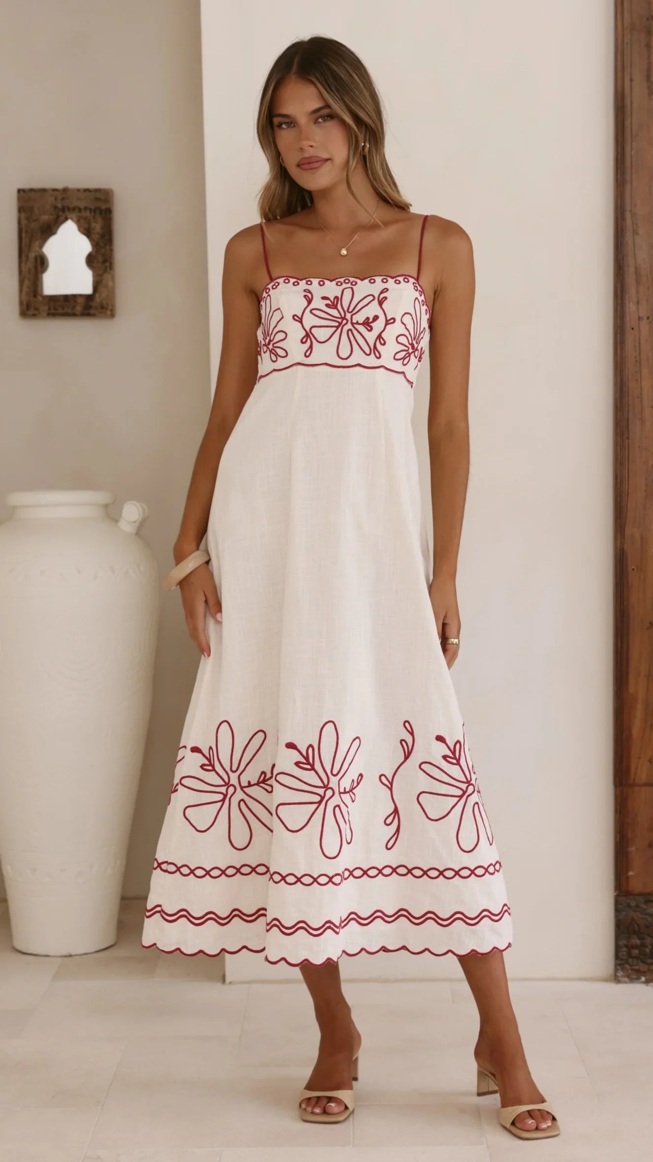 Mira Maxi Dress Cream Red