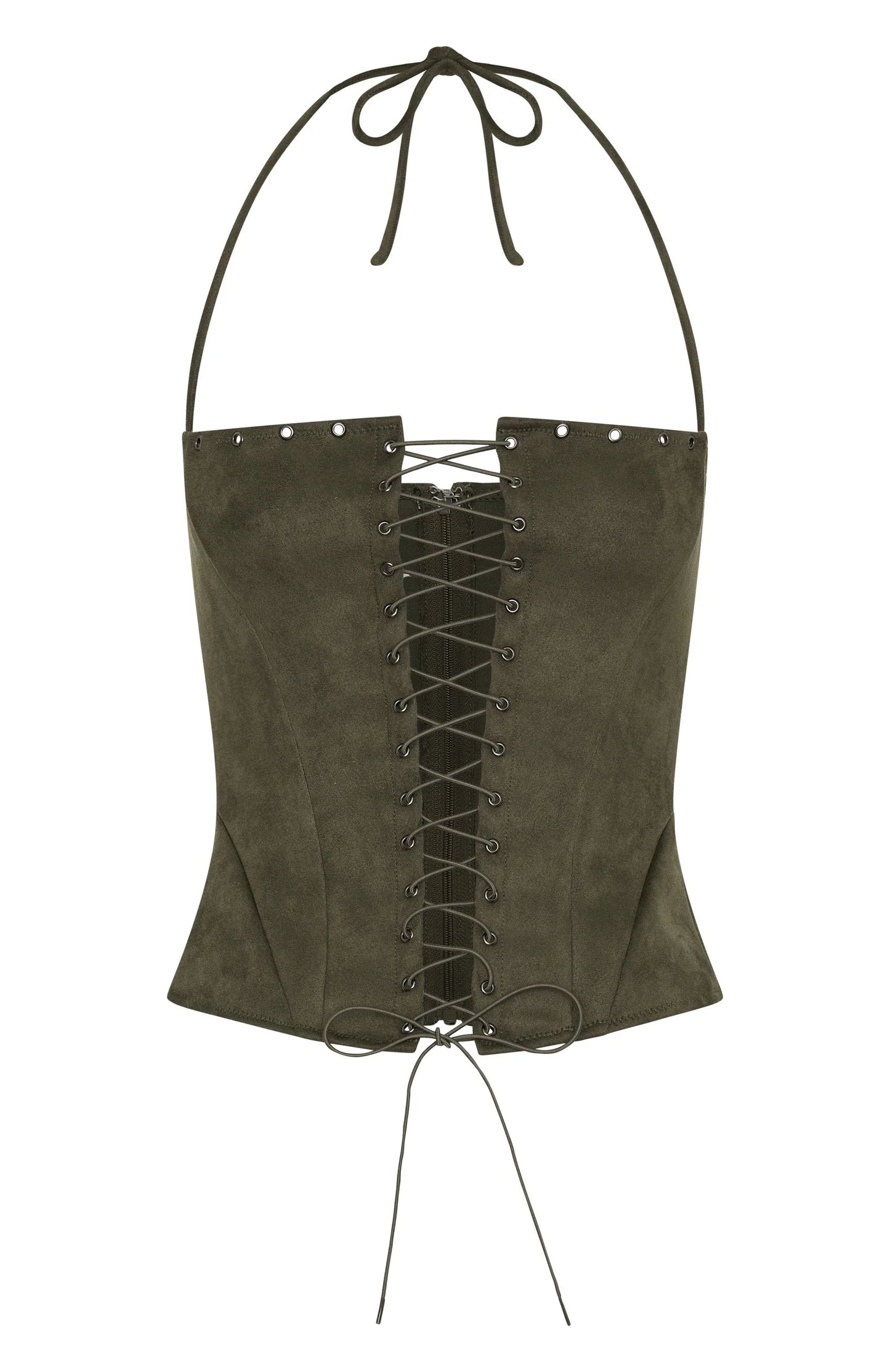 Dont Speak Faux Suede Bustier Cactus