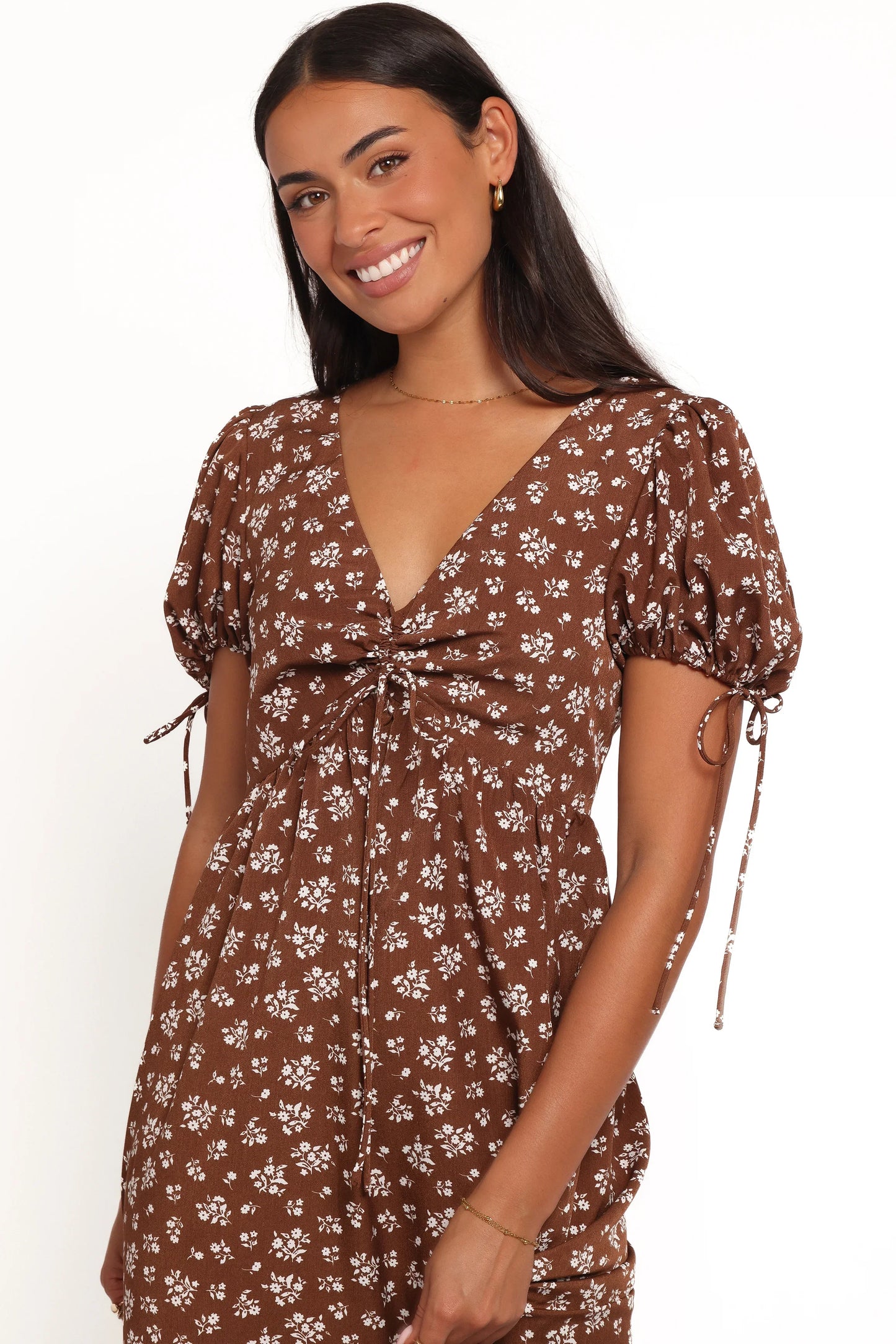 Zina Maxi Dress Brown Ditsy Floral