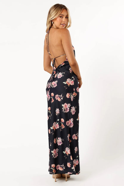 Hadley Halterneck Maxi Dress Black Floral
