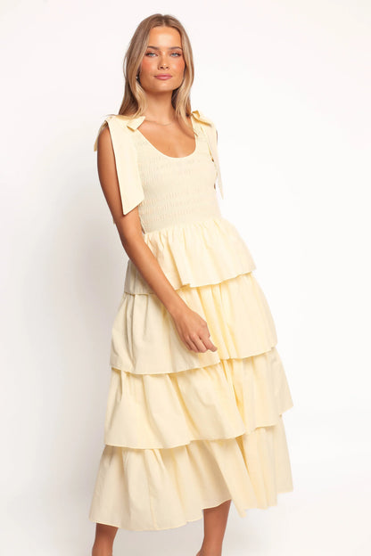 Raphael Tiered Maxi Dress Yellow
