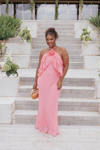 Zorina Halterneck Maxi Dress Coral