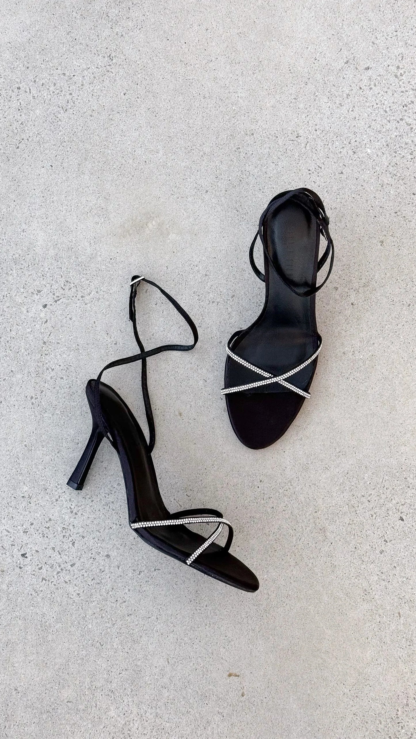 Vixin Heels Black Satin Diamante