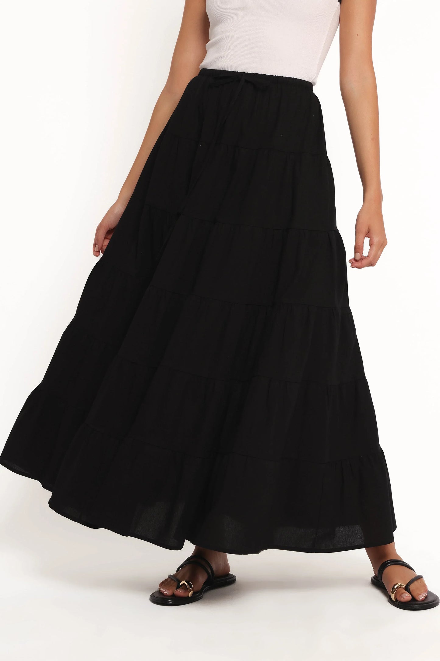 Archy Tiered Maxi Skirt Black