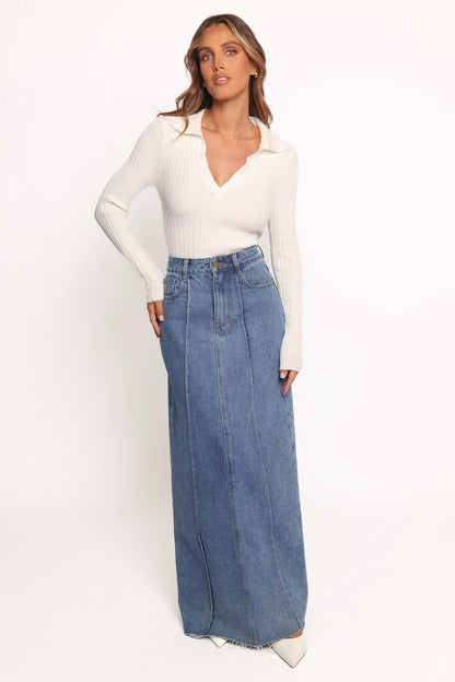 Emmerson Long Sleeve Knit Top White