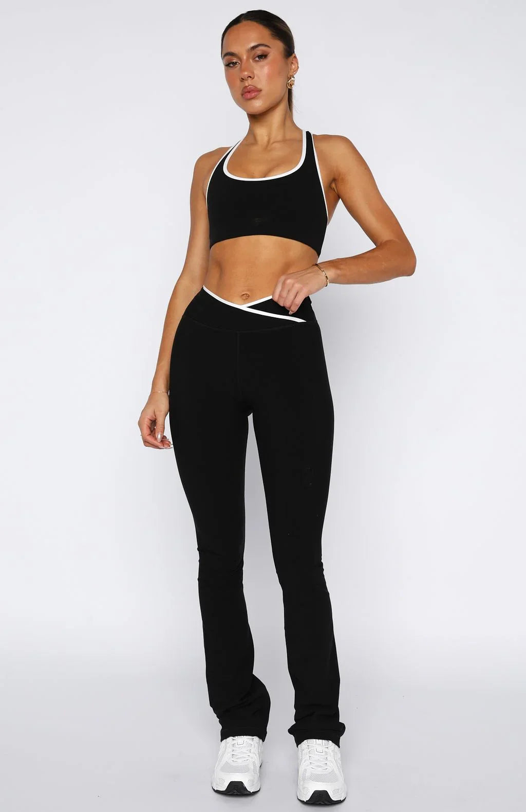Reflex Flare Leggings Black White