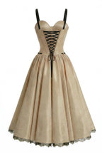Nude Corset Midi Dress with Contrast Details