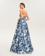 Ravishing blue hydrangea corset maxi dress Garden of Eden