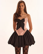 Sleeveless pink corset with detachable bow Parisienne