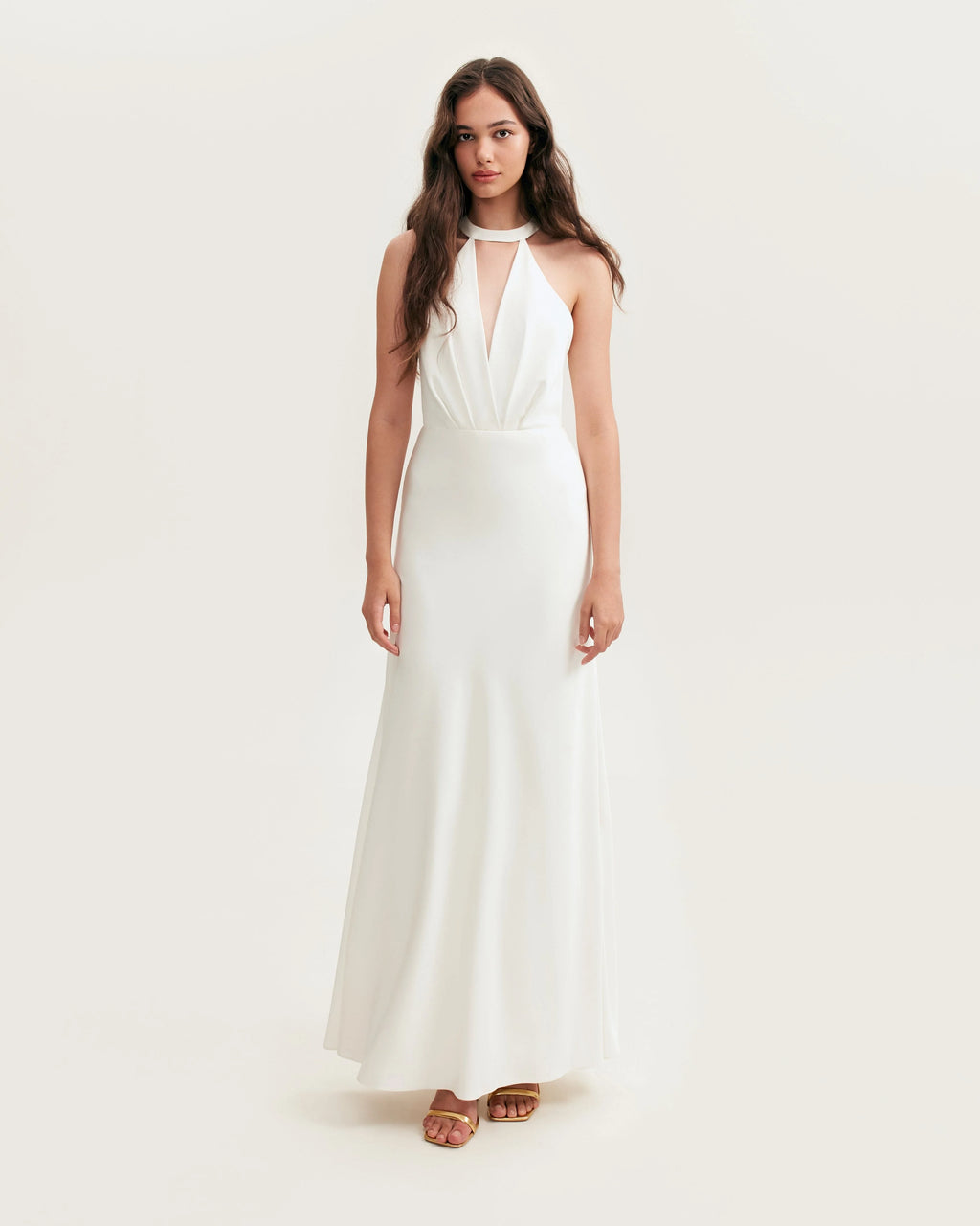 Lovely white halterneck satin maxi dress Xo Xo
