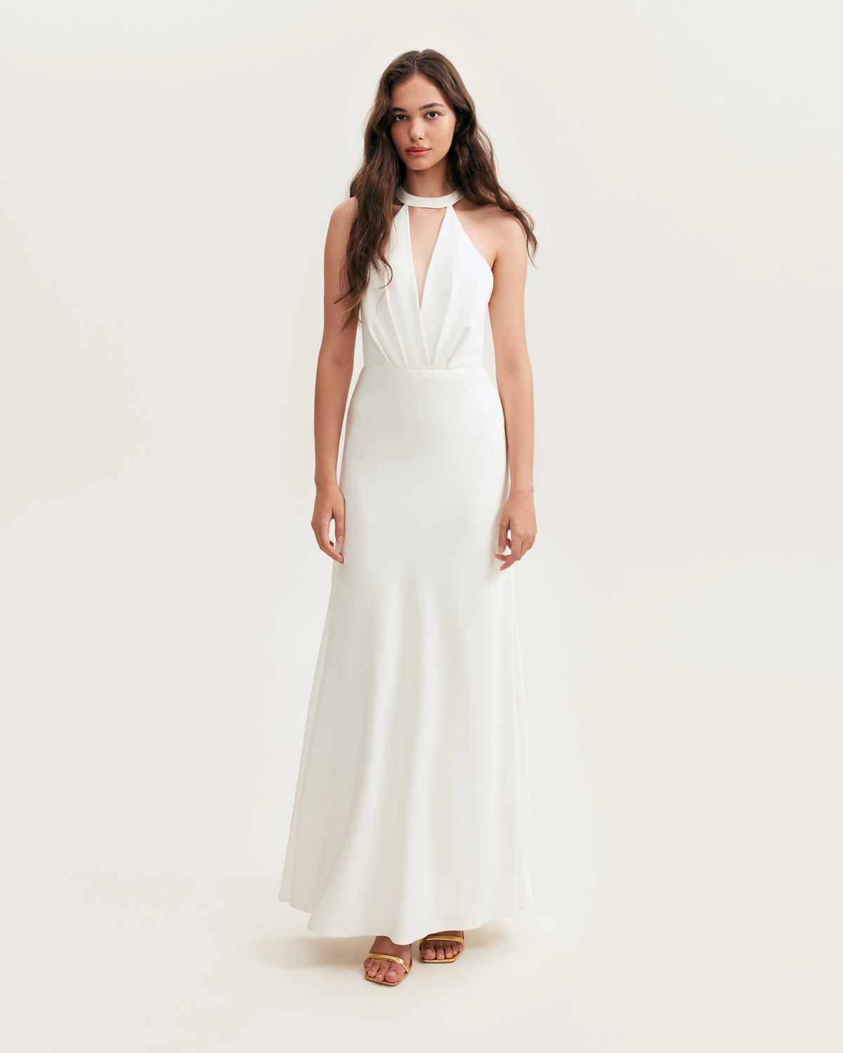 Lovely white halterneck satin maxi dress Xo Xo