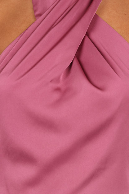 Mila Halterneck Maxi Dress Dark Rose