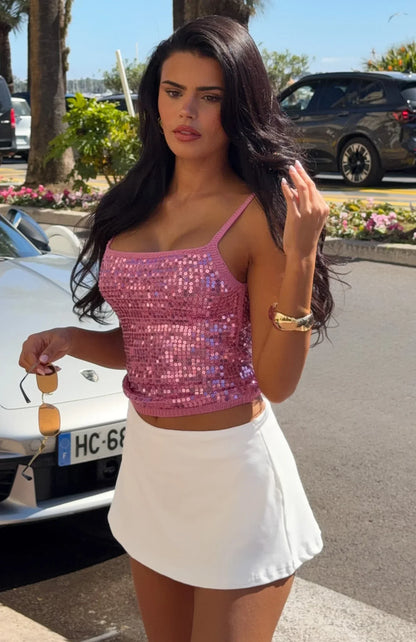 Sweet Like That Sequin Knit Top Pink
