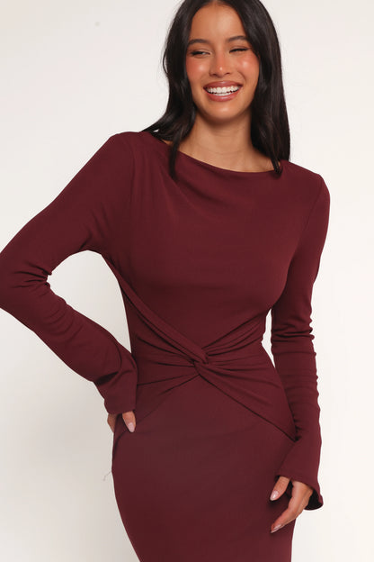 Nash Long Sleeve Dress Deep Red