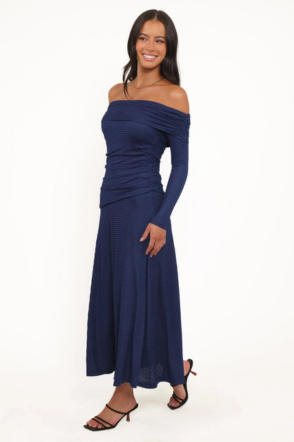 Katiya Off Shoulder Dress Navy