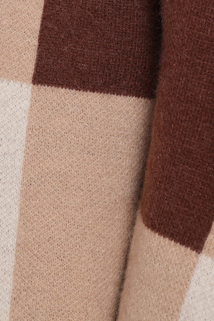 Ecoya Long Cardigan Brown Plaid
