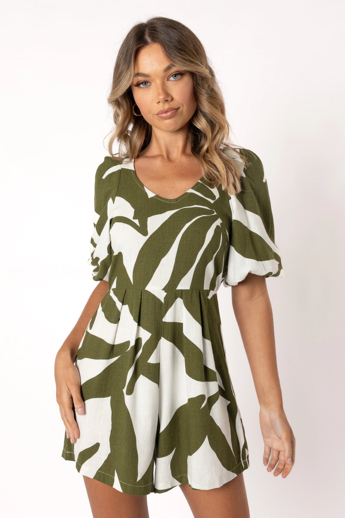 Matilda Romper Olive Palm