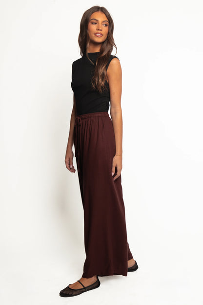Zane Tie Waist Pant Chocolate