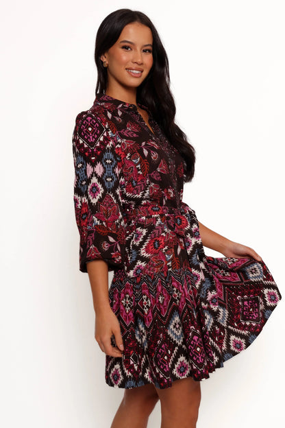 Mandy Long Sleeve Mini Dress Chocolate Brown