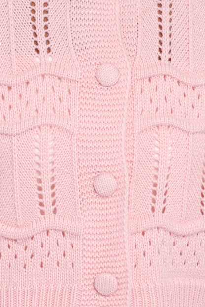 Aidy Crop Button Front Cardigan Pink