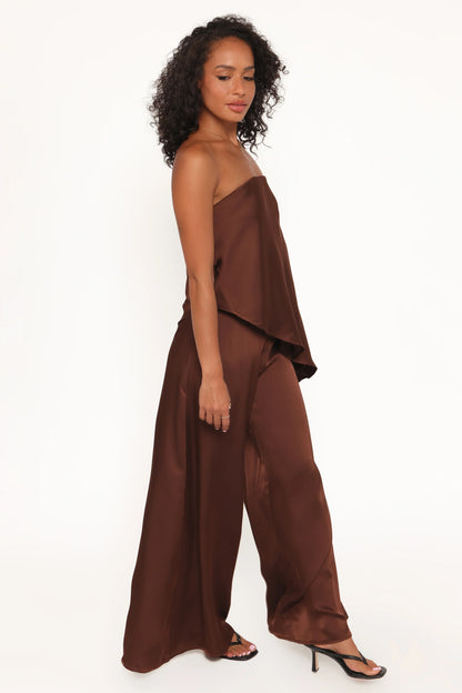 Charmer Wide Leg Pant Dark Brown
