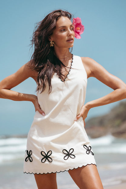 Thalia Mini Dress Cream Black