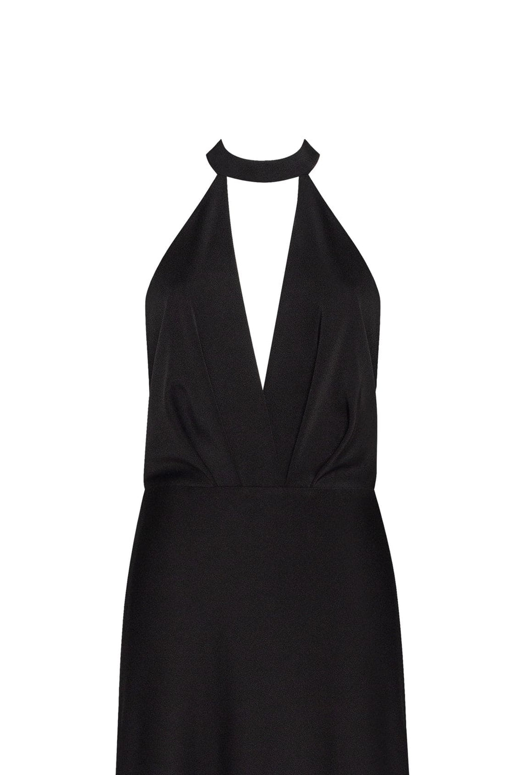 Classical black halterneck satin maxi dress Xo Xo