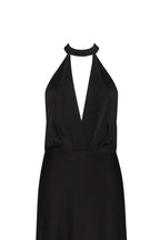 Classical black halterneck satin maxi dress Xo Xo