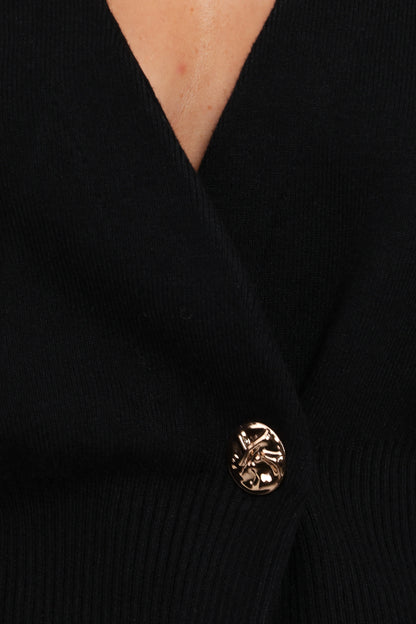 Caterina Button Cardigan Black