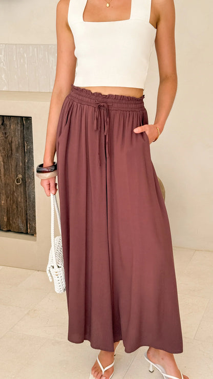 Aria Wide Leg Pants Chocolate