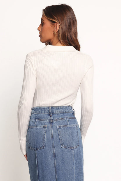 Emmerson Long Sleeve Knit Top White