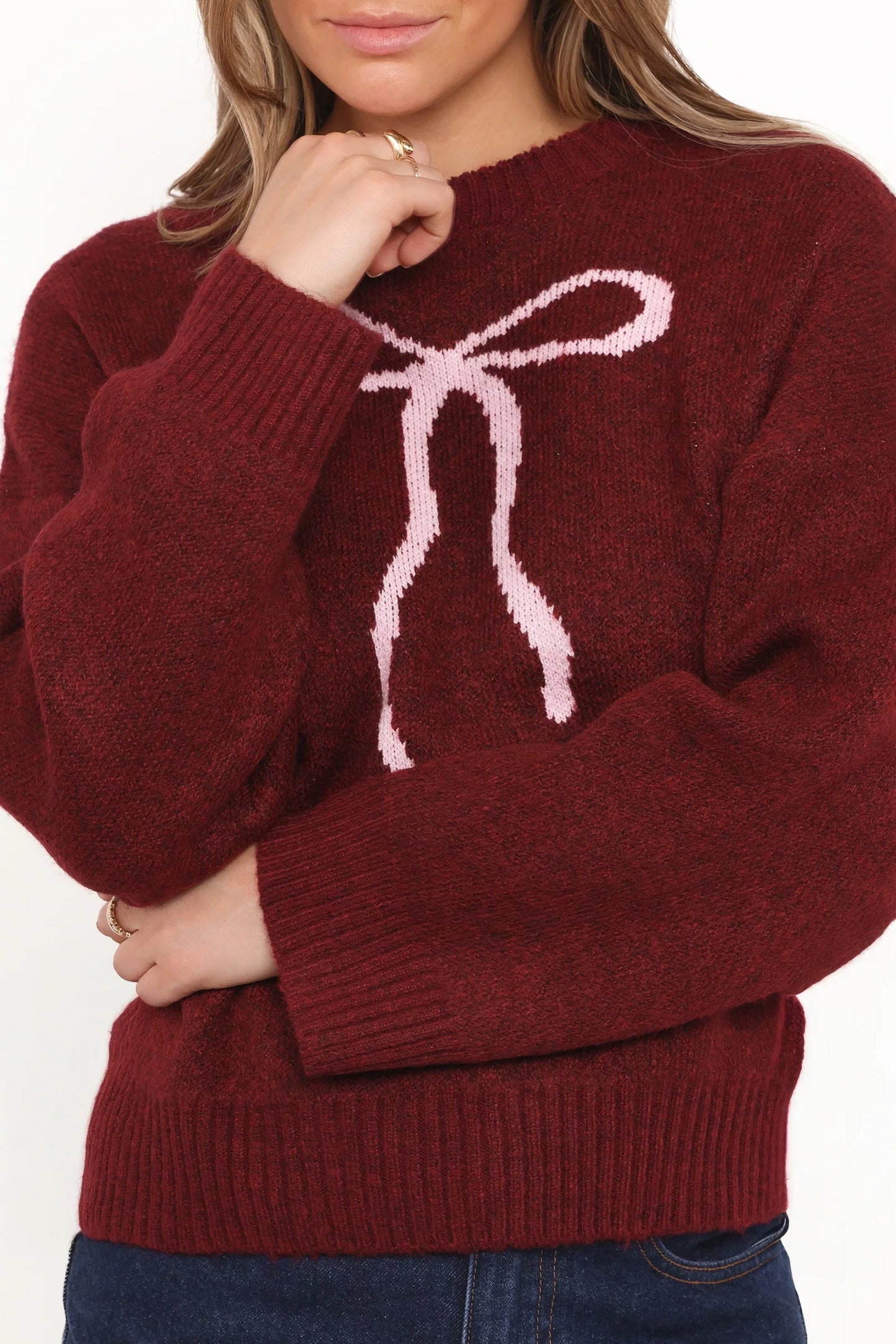 Kaori Bow Sweater Burgundy