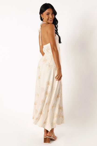 Granger Halterneck Midi Dress White Print