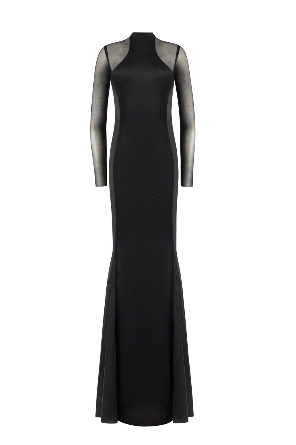 Showstopper black dress with semi transparent inserts