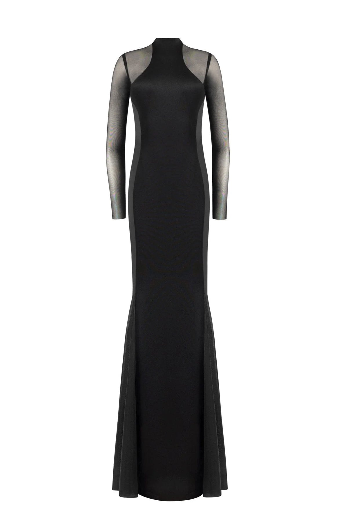 Showstopper black dress with semi transparent inserts