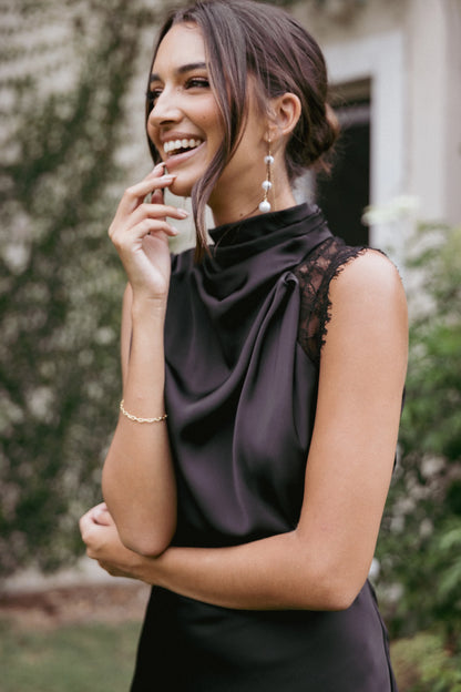 Anabelle Halter Neck Lace Maxi Dress Black