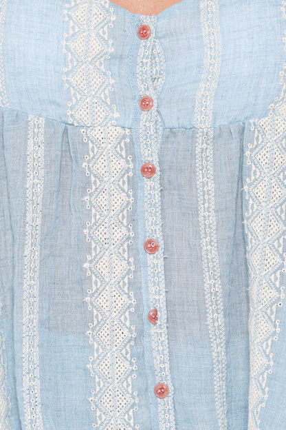 Mila Embroidered Pant Set Light Blue