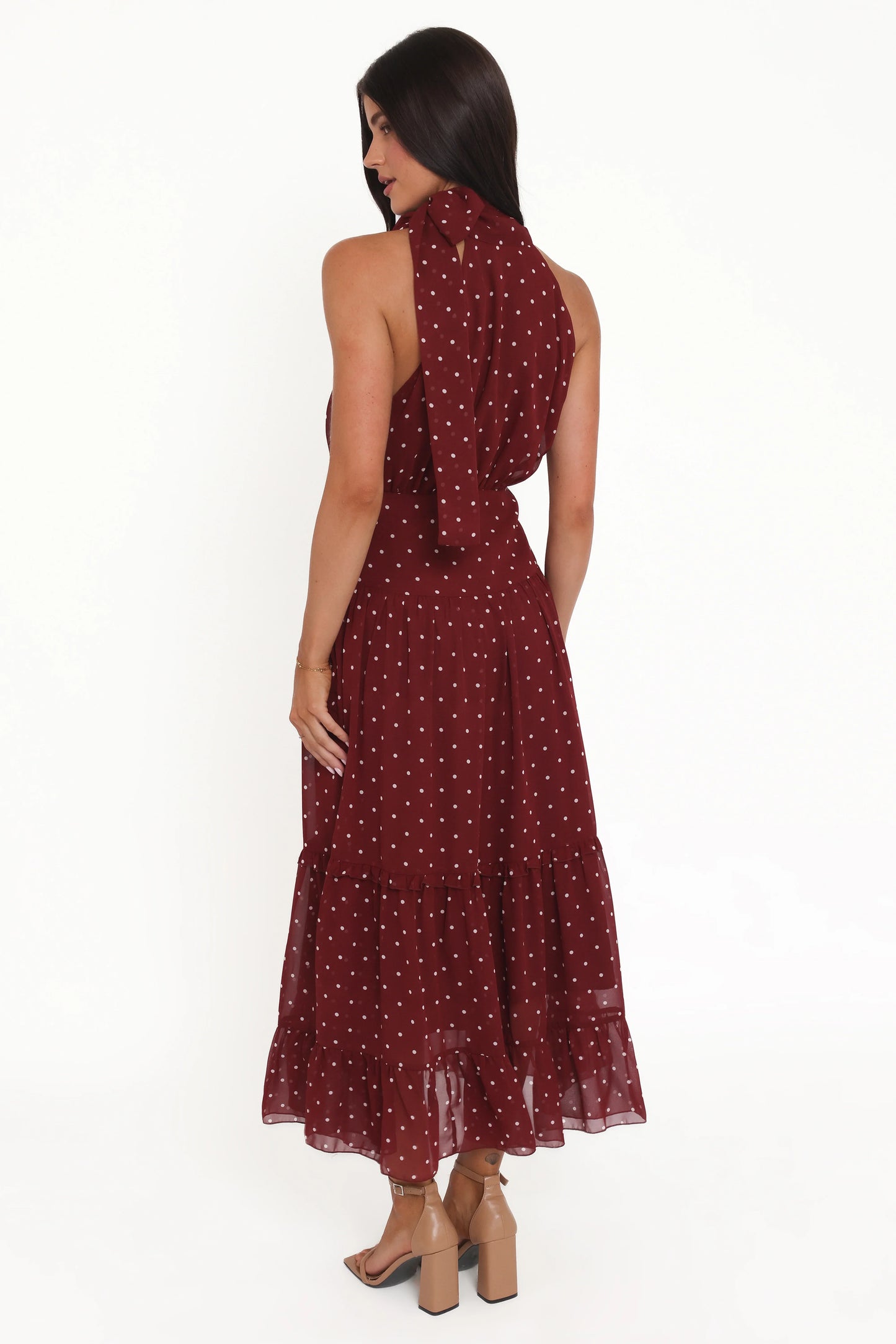 Leona Halterneck Maxi Dress Red Polka Dot