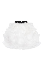 Danceable mini skirt with ruched flower appliques in white Midnight Walk