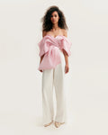 Pink organza off shoulder blouse with meringue flounces Xo Xo